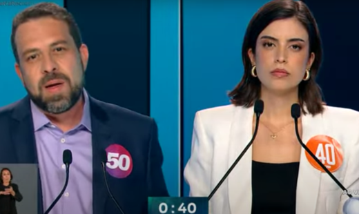 Guilherme Boulos (PSOL) e Tabata Amaral (PSB) em debate na RecordTV