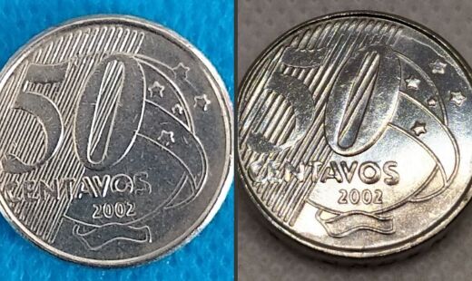Devido a erros de fabricação, uma moeda de 50 centavos de 2002 pode valer muito mais do que se imagina