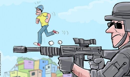 Charge sobre segurança pública; assunto é tema do momento no Rio de Janeiro 