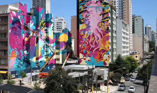 Evento traz quatro empenas, instalações interativas e obras de 19 artistas em São Paulo