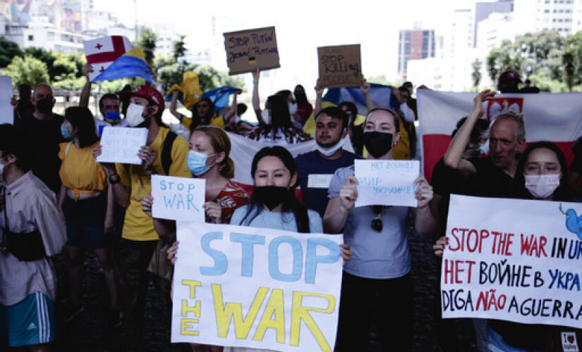 Ato em São Paulo contra a guerra na Ucrânia