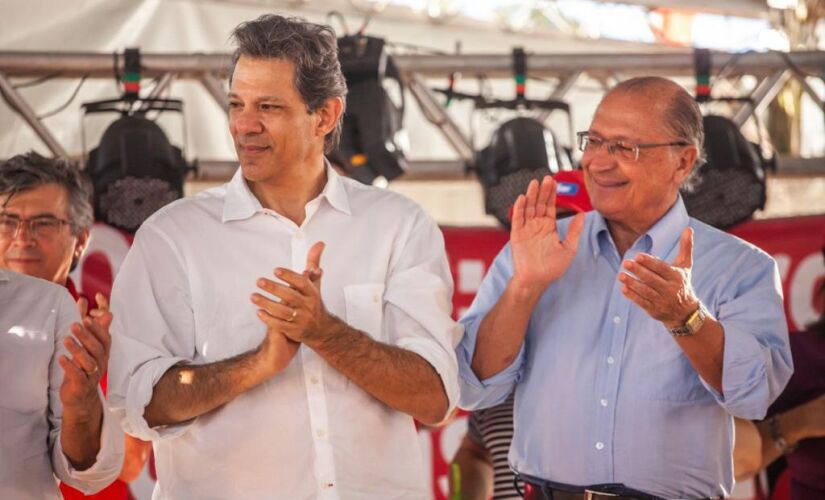 Haddad e Alckmin durante evento em Andradina