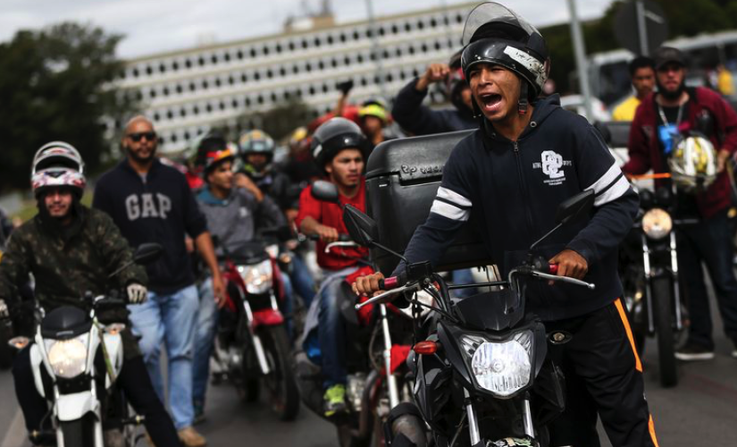 Motoboys em manifestação, em Brasília (arquivo)