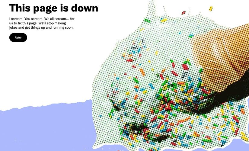 Página avisa que a rede social Twitter está 'caída'