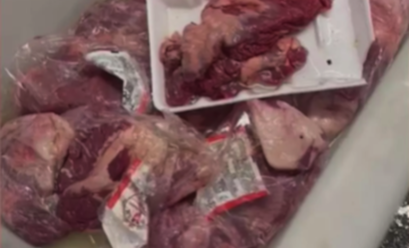 Carnes foram colocadas em cloro a pedido de cliente após encontrar larvas em uma peça compra em mercado no Centro de Itanhaém