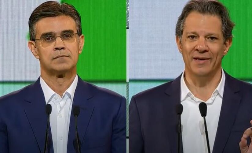 Rodrigo Garcia (PSDB) e Fernando Haddad (PT) em debate na TV Cultura.