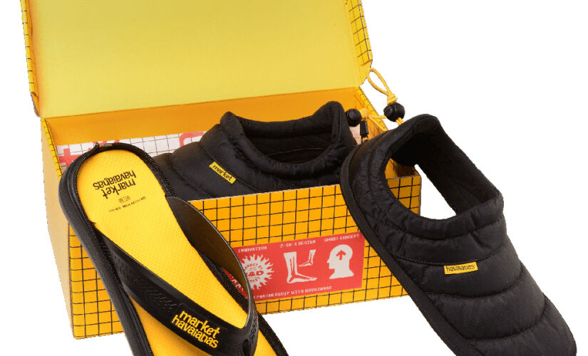 Batizado de Havaianas Zip Top Market, o calçado possui um zíper ao longo da borda da palmilha, permitindo que o usuário coloque ou remova a parte superior do puffer ajustável