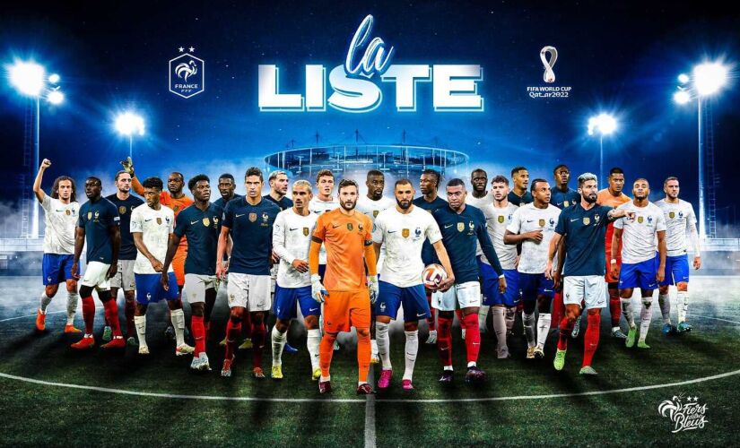 A França, atual campeã do mundo, divulgou a lista dos convocados para a Copa do Mundo Qatar 2022