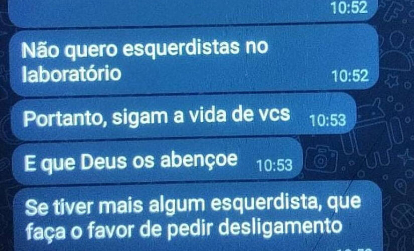 Mensagem que professora enviou a alunos por um grupo de WhatsApp