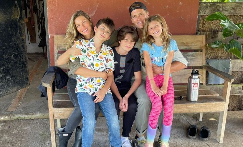 Tom Brady e os filhos. 