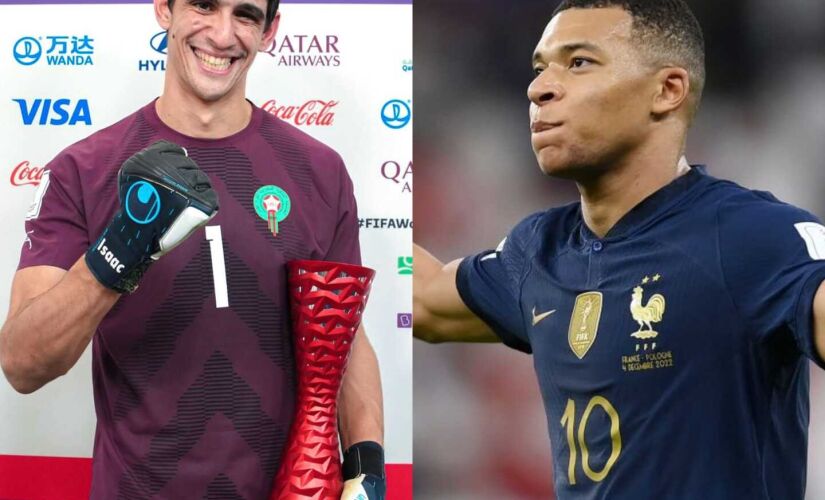 Bounou, goleiro de Marrocos, e Mbappé, artilheiro francês