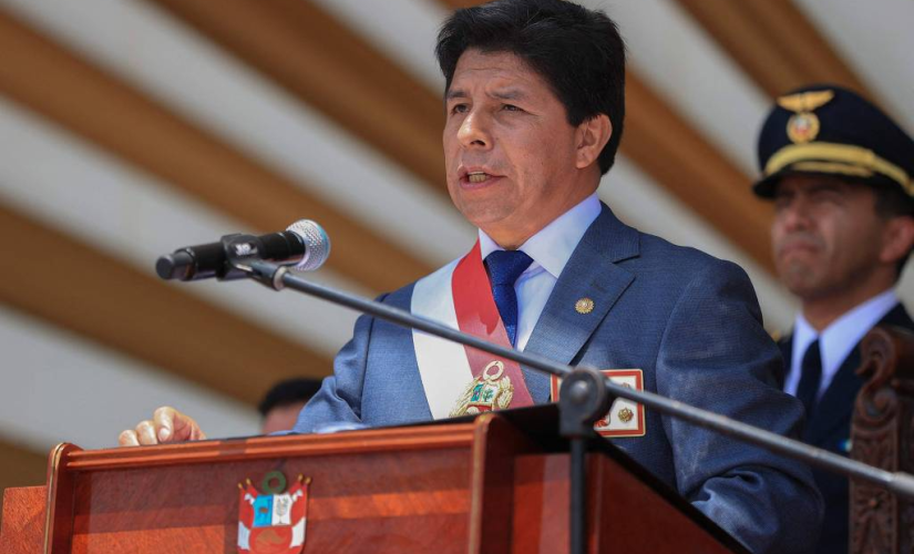 O presidente do Peru, Pedro Castillo, durante cerimônia na capital, Lima 