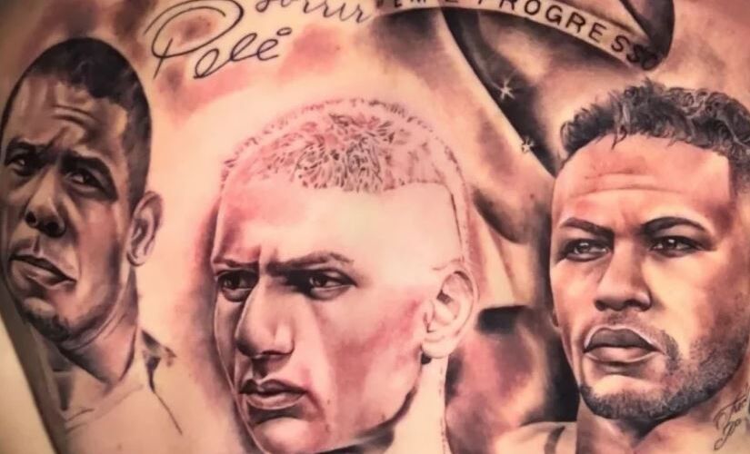 Richarlison tatuou os rostos de Ronaldo, Neymar e do próprio jogador .