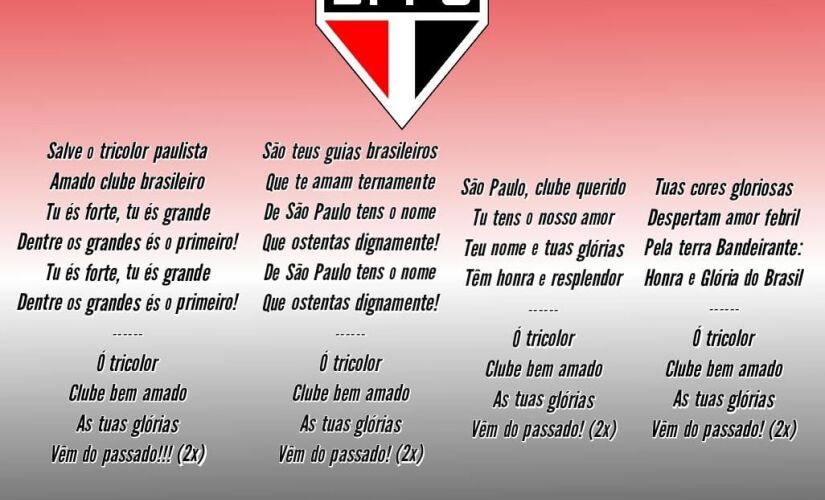 Hino completo do São Paulo FC tem trechos pouco conhecidos do público