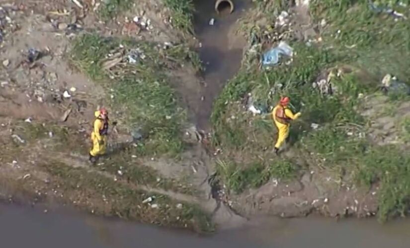 Bombeiros durante buscas por menino desaparecido