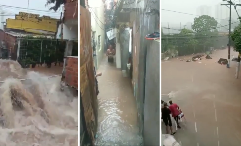 Trechos de vídeos mostram que a chuva causou destruição nas comunidades São Remo e Riacho Doce, no Butantã, em SP