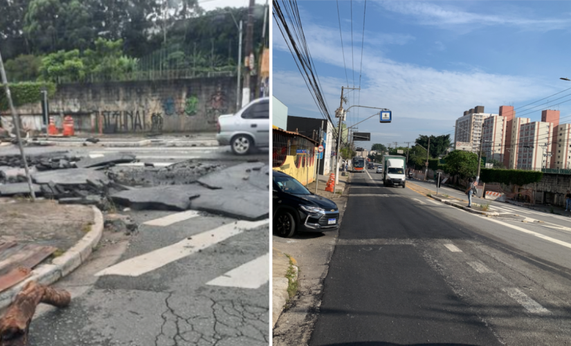 Reparo do asfalto na av. Corifeu de Azevedo Marques foi realizado após dois contados da Reportagem com a Prefeitura