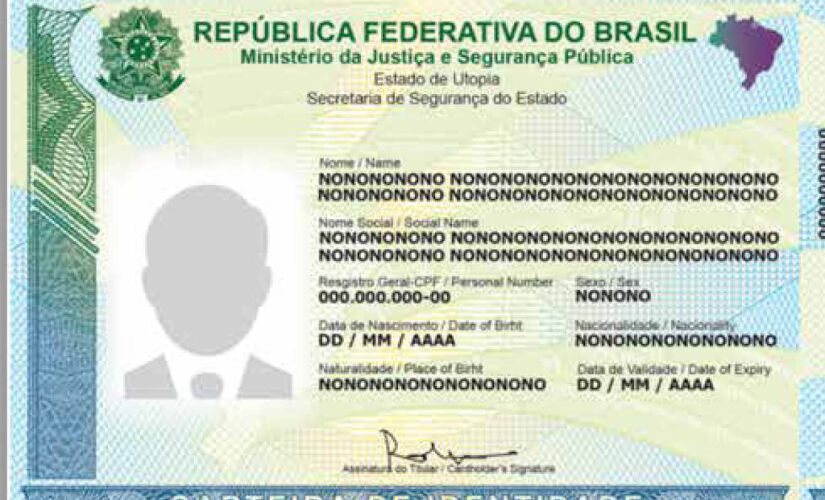 Modelo da nova carteira de identidade brasileira 