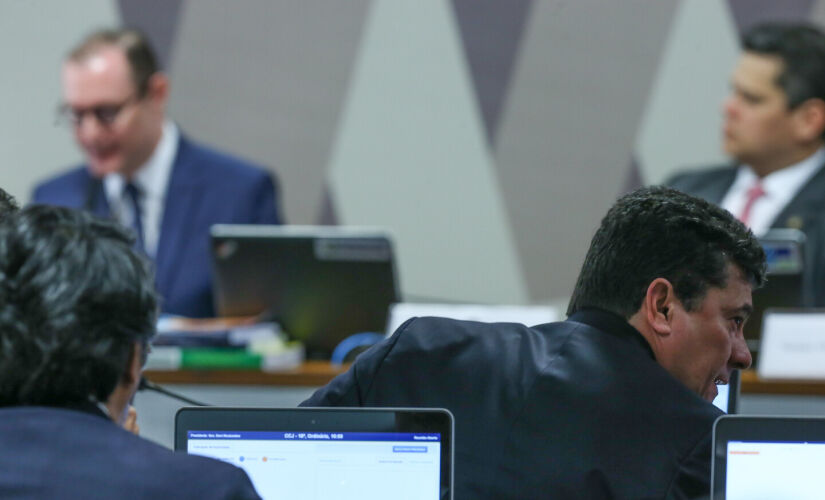 Sergio Moro durante sabatina com Cristiano Zanin, no Senado