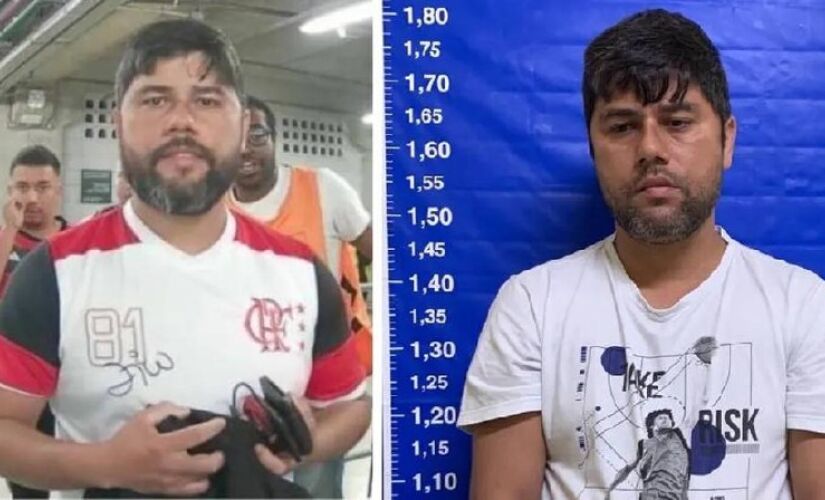 À esquerda, Jonathan ao entrar na arena do Palmeiras. À direita, preso no RJ 