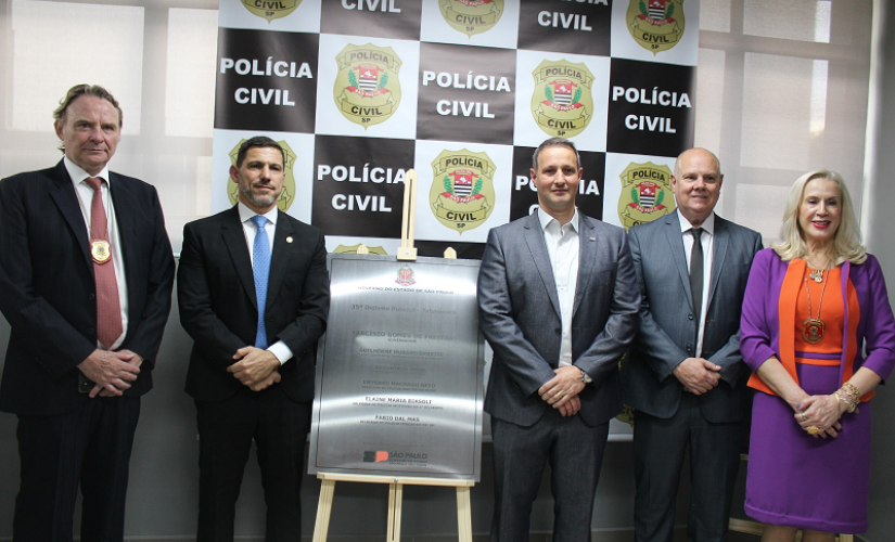 O evento contou com a presença do secretário da Segurança Pública, Guilherme Derrite, e do delegado-geral da Polícia Civil, Artur Dian