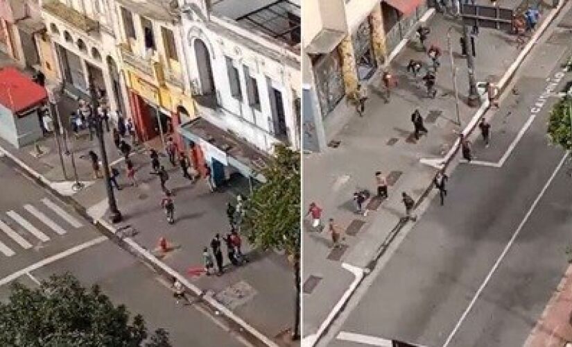 Uma farmácia foi saqueada e um ônibus foi atacado e teve os vidros quebrados, assim como vidros de pontos de ônibus no canteiro central da via foram vandalizados.