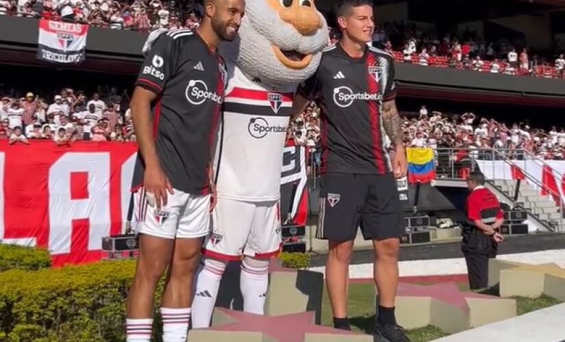 Lucas Moura e James Rodríguez são apresentados à torcida do São Paulo