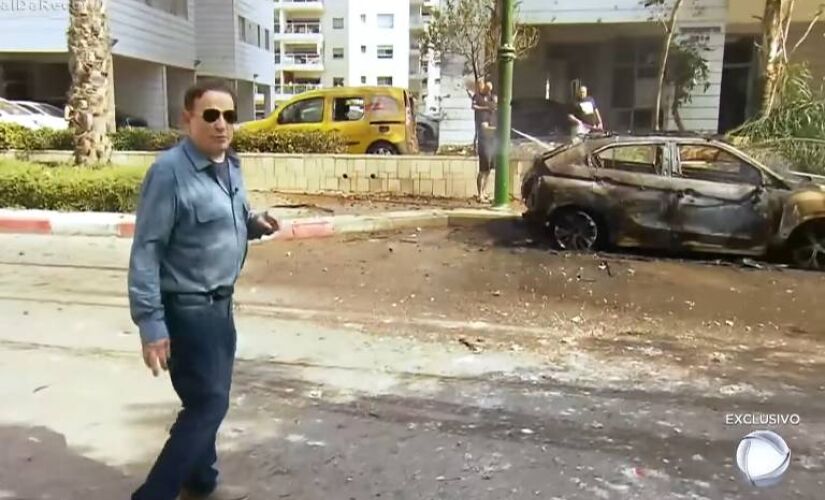 Roberto Cabrini, repórter da Record, teve que interromper uma entrevista após um alerta de bomba no sul de Israel