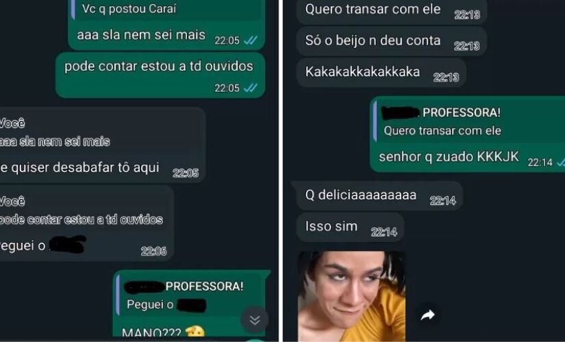 Conversas entre a professora e uma aluna