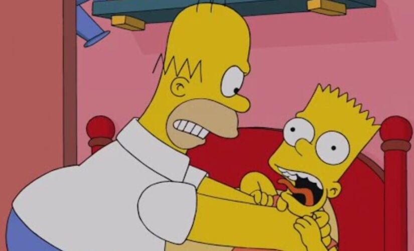 Na cena comum da série, Homer castigava a rebeldia do filho apertando seu pescoço