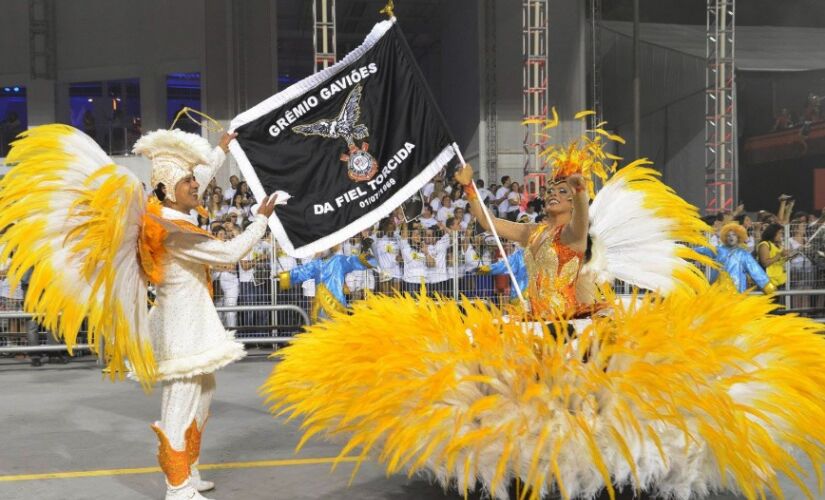 Gaviões da Fiel durante desfile no Anhembi