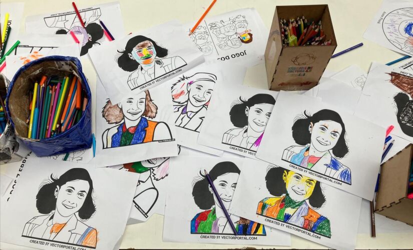 Contação de Histórias e pintura dos desenhos de Anne Frank.