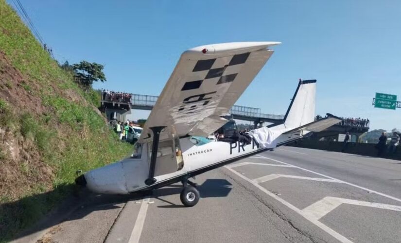 Aeronave fez pouso forçado em pista de estrada no interior de São Paulo 