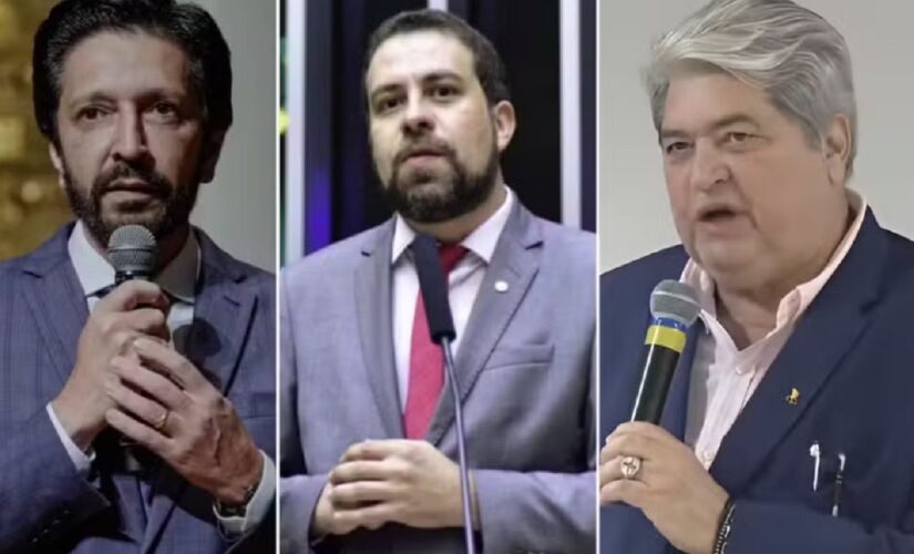 Os pré-candidatos Ricardo Nunes (MDB), Guilherme Boulos (PSOL) e Datena (PSDB)