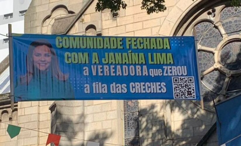 A faixa traz o rosto de Janaína Lima, com elogios à sua atuação como vereadora