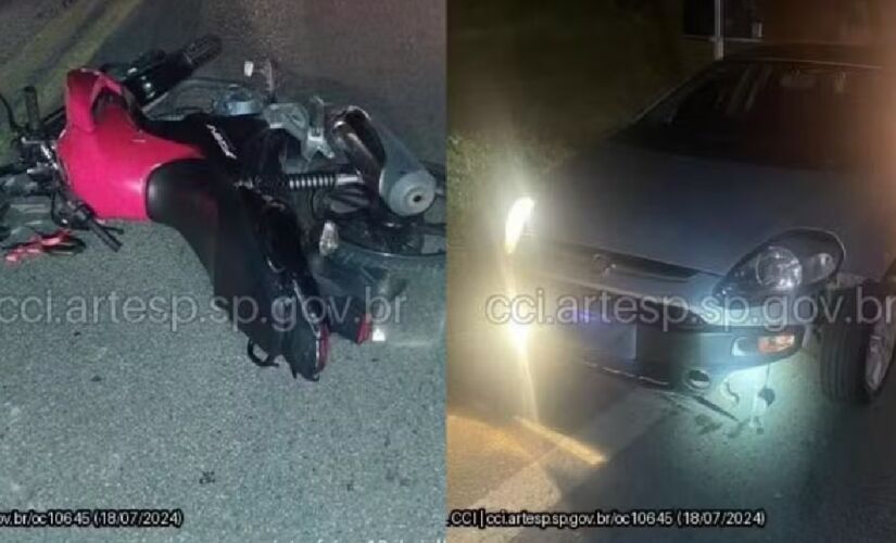 Motociclista foi atropelado por carro ao cair na pista