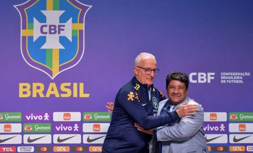 Dorival Jr. técnico da seleção brasileira, ao lado de Ednaldo Rodrigues, presidente da CBF