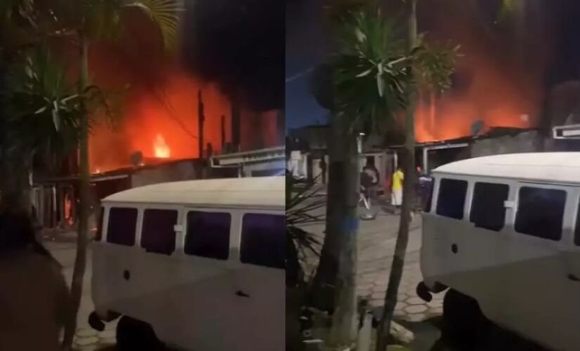 Incêndio destrói loja no litoral de SP