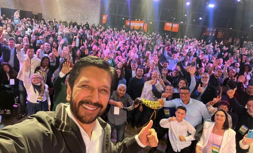 O prefeito Ricardo Nunes durante evento com aspirantes à Câmara de São Paulo