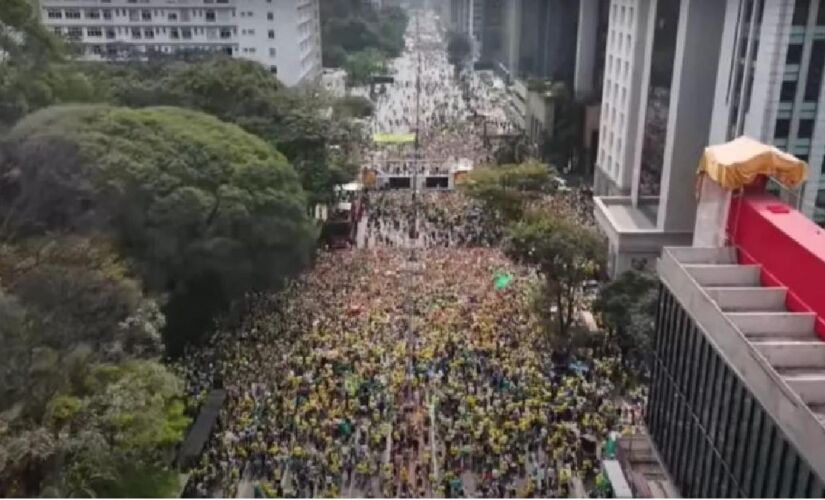 Vista aérea do ato de 7 de setembro na Paulista