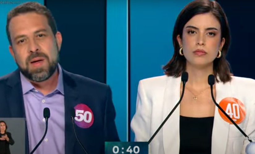 Guilherme Boulos (PSOL) e Tabata Amaral (PSB) em debate na RecordTV