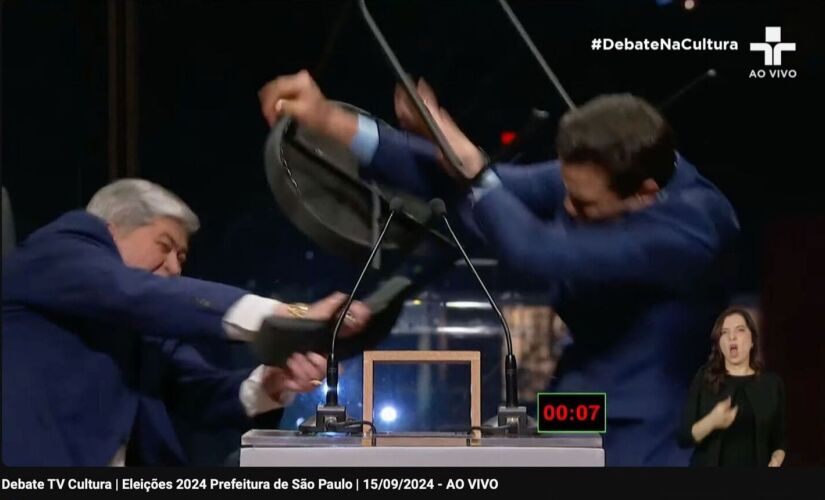 Datena agride Pablo Marçal durante debate da TV Cultura