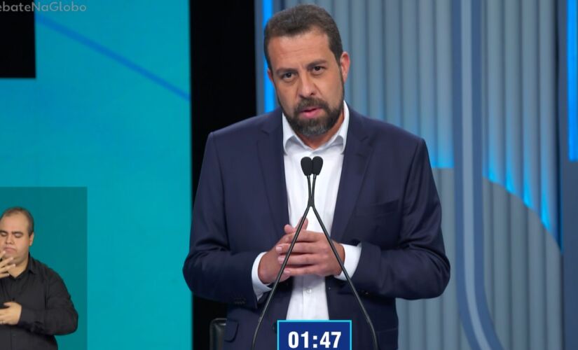 Guilherme Boulos, durante debate da TV Globo