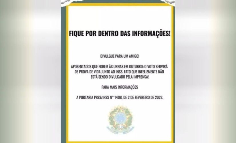 É mentira que exista um acordo da Justiça Eleitoral com o Instituto Nacional do Seguro Social (INSS) 