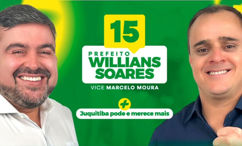 Willians Soares e seu vice, chapa eleita na cidade de Juquitiba, em São Paulo