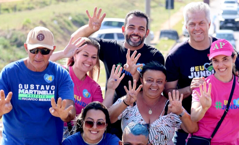 Candidato a prefeito de Jundiaí, Gustavo Martinelli, em campanha na cidade 