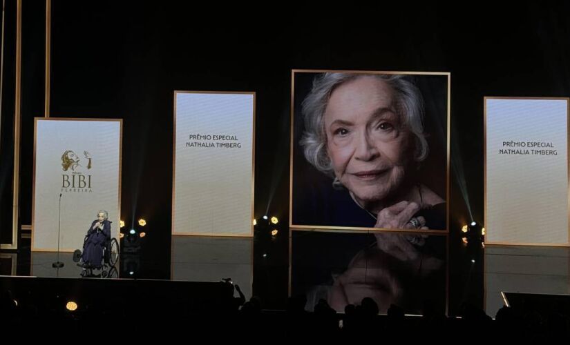 Durante seu discurso, Timberg comentou sobre sua trajetória artística e agradeceu aos espectadores