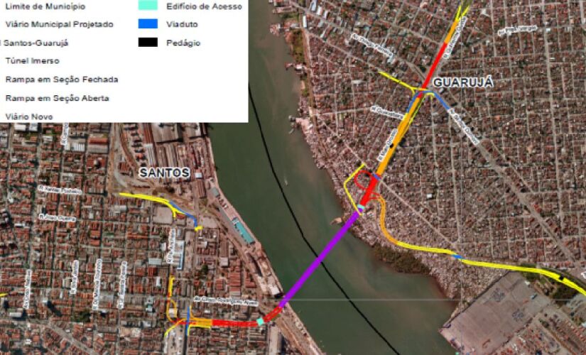 Audiências públicas vão discutir projetos do Túnel Santos-Guarujá, no litoral de São Paulo