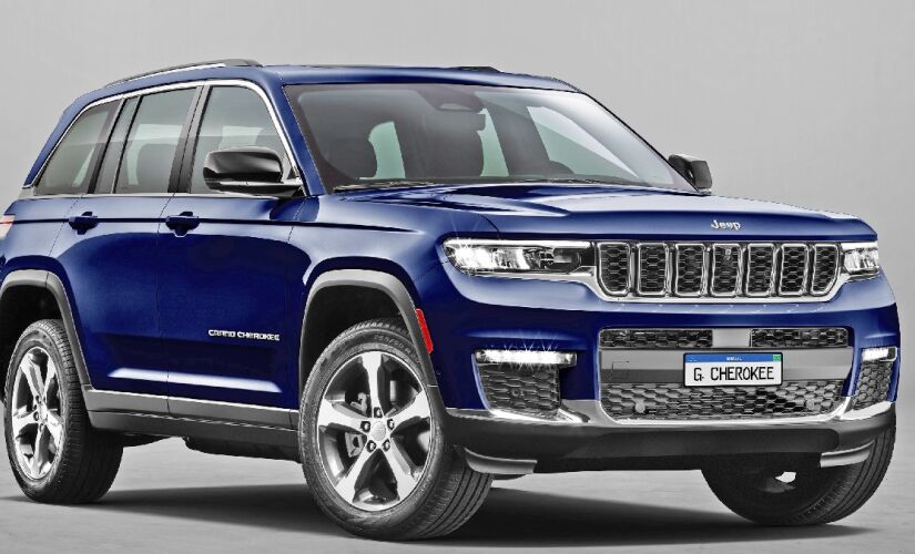 Jeep Grand Cherokee 4xe com a cor Azul Midnight Sky