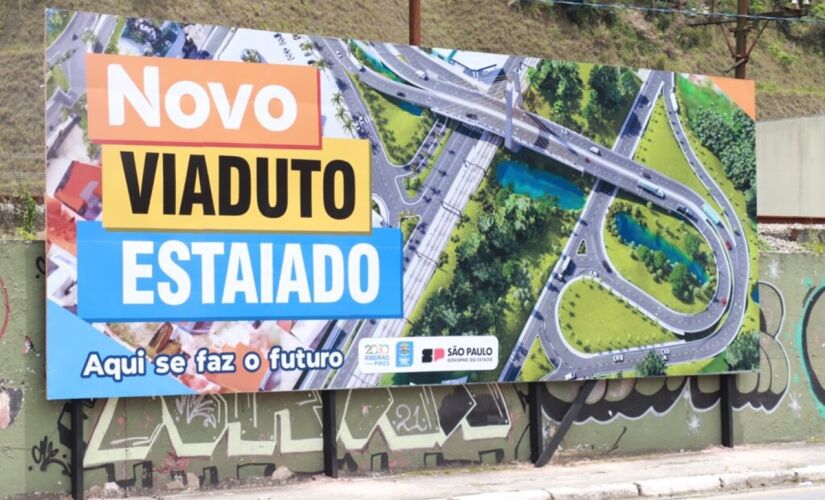 Viaduto estaiado é construído em Ribeirão Pires, no ABC Paulista